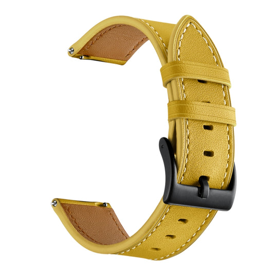 For Samsung Galaxy Watch 42mm Leather Watch Band(Yellow) - Watch Bands by buy2fix | Online Shopping UK | buy2fix