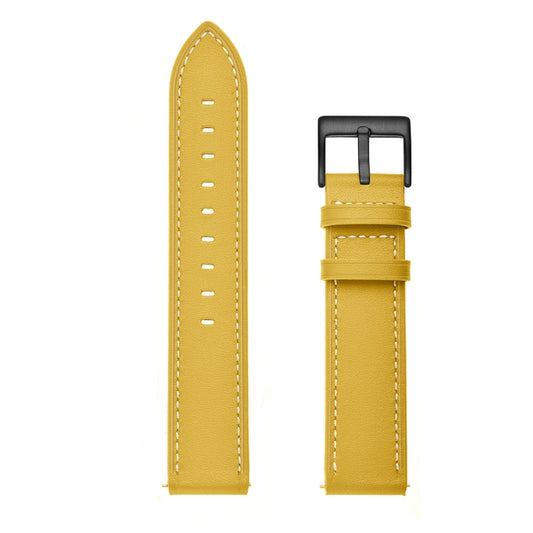 For Samsung Galaxy Watch 42mm Leather Watch Band(Yellow) - Watch Bands by buy2fix | Online Shopping UK | buy2fix