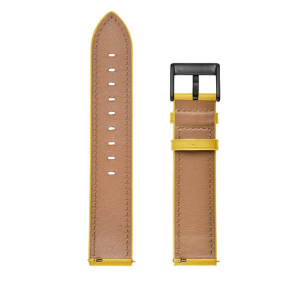 For Samsung Galaxy Watch 42mm Leather Watch Band(Yellow) - Watch Bands by buy2fix | Online Shopping UK | buy2fix