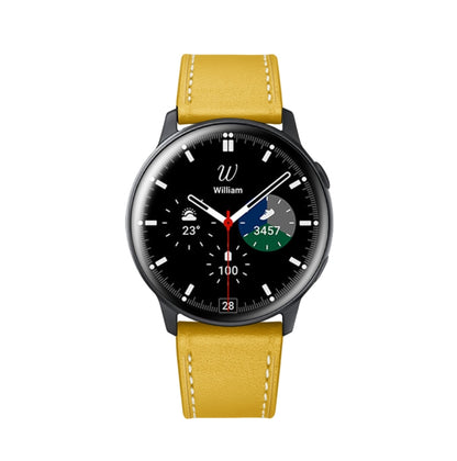 For Samsung Galaxy Watch 42mm Leather Watch Band(Yellow) - Watch Bands by buy2fix | Online Shopping UK | buy2fix