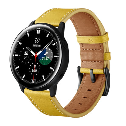 For Samsung Galaxy Watch 42mm Leather Watch Band(Yellow) - Watch Bands by buy2fix | Online Shopping UK | buy2fix
