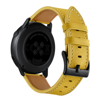 For Samsung Galaxy Watch 42mm Leather Watch Band(Yellow) - Watch Bands by buy2fix | Online Shopping UK | buy2fix