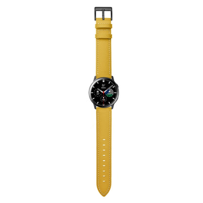 For Samsung Galaxy Watch 42mm Leather Watch Band(Yellow) - Watch Bands by buy2fix | Online Shopping UK | buy2fix