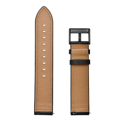 For Samsung Galaxy Watch 46mm Leather Watch Band(Black) - Watch Bands by buy2fix | Online Shopping UK | buy2fix
