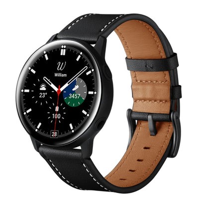 For Samsung Galaxy Watch 46mm Leather Watch Band(Black) - Watch Bands by buy2fix | Online Shopping UK | buy2fix