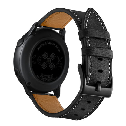 For Samsung Galaxy Watch 46mm Leather Watch Band(Black) - Watch Bands by buy2fix | Online Shopping UK | buy2fix