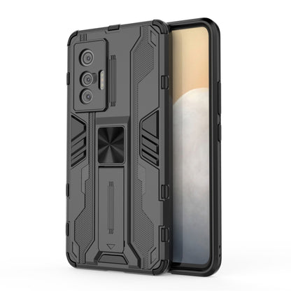 For vivo X70 Supersonic PC + TPU Shock-proof Protective Case with Holder(Black) - vivo Cases by buy2fix | Online Shopping UK | buy2fix