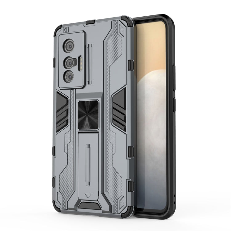For vivo X70 Supersonic PC + TPU Shock-proof Protective Case with Holder(Grey) - vivo Cases by buy2fix | Online Shopping UK | buy2fix