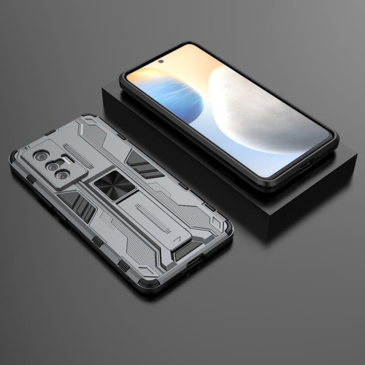 For vivo X70 Supersonic PC + TPU Shock-proof Protective Case with Holder(Grey) - vivo Cases by buy2fix | Online Shopping UK | buy2fix