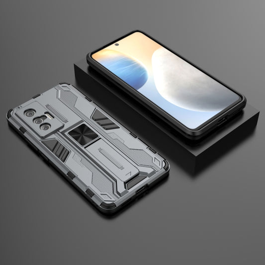 For vivo X70 Supersonic PC + TPU Shock-proof Protective Case with Holder(Grey) - vivo Cases by buy2fix | Online Shopping UK | buy2fix