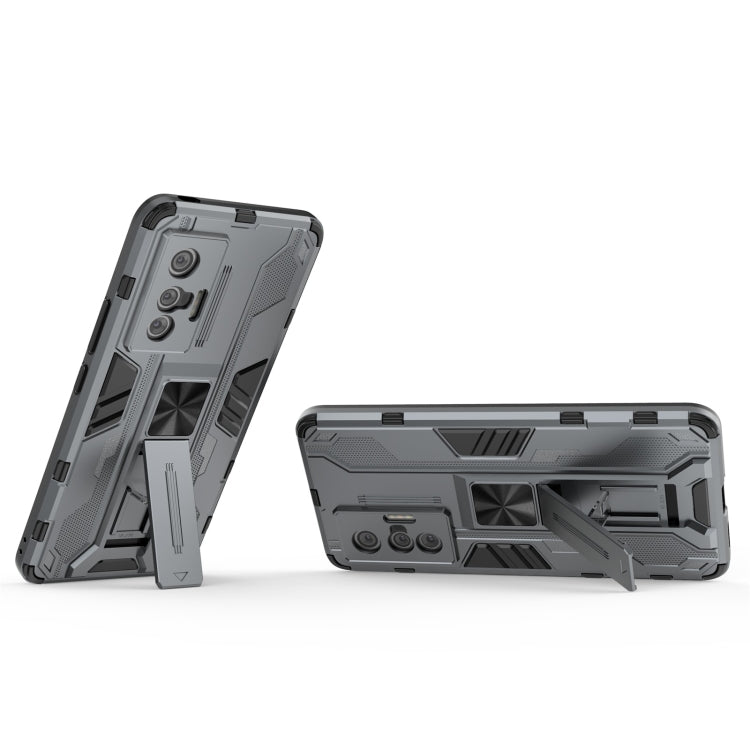 For vivo X70 Supersonic PC + TPU Shock-proof Protective Case with Holder(Grey) - vivo Cases by buy2fix | Online Shopping UK | buy2fix