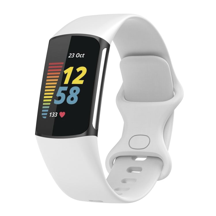 For Fitbit Charge 5 Silicone Watch Band, Size:S(White) - Watch Bands by buy2fix | Online Shopping UK | buy2fix