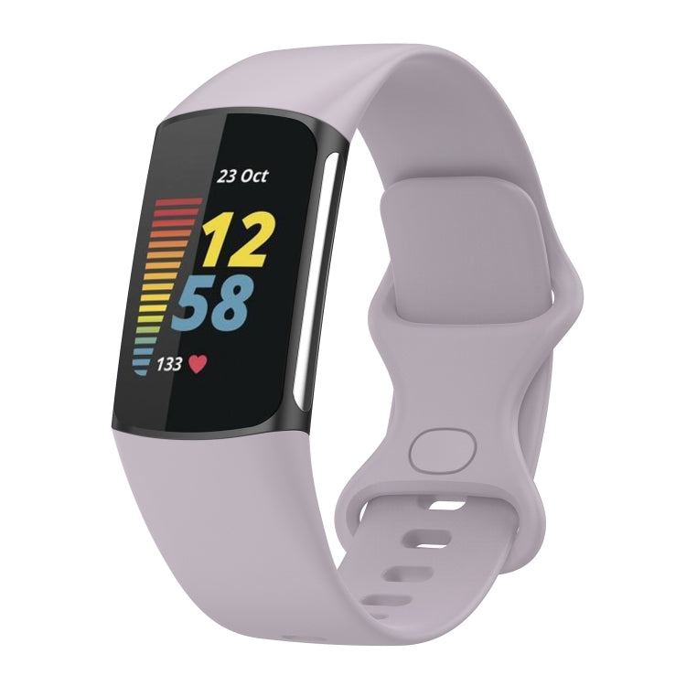 For Fitbit Charge 5 Silicone Watch Band, Size:S(Lavender Purple) - Watch Bands by buy2fix | Online Shopping UK | buy2fix