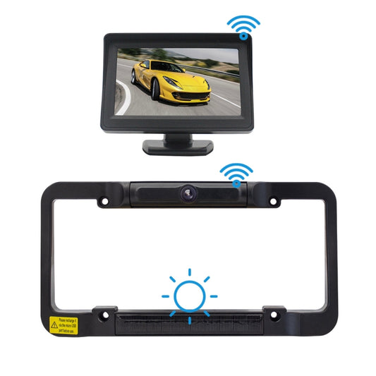 PZ620-W Car 4.3-inch Digital USA Frame Solar Wireless Reversing Image - Car Monitor by buy2fix | Online Shopping UK | buy2fix