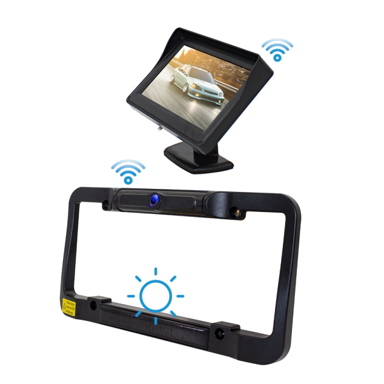 PZ620-W Car 4.3-inch Digital USA Frame Solar Wireless Reversing Image - Car Monitor by buy2fix | Online Shopping UK | buy2fix
