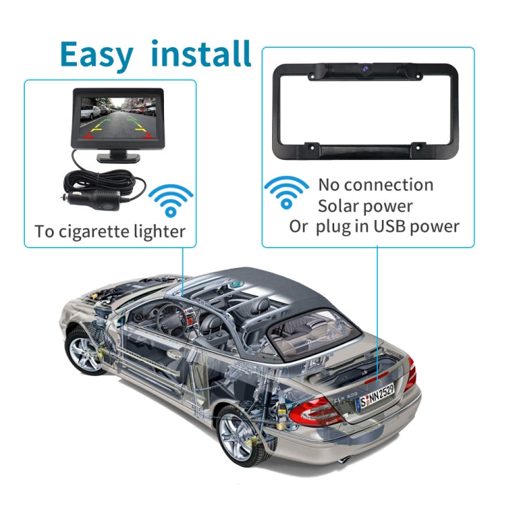 PZ620-W Car 4.3-inch Digital USA Frame Solar Wireless Reversing Image - Car Monitor by buy2fix | Online Shopping UK | buy2fix