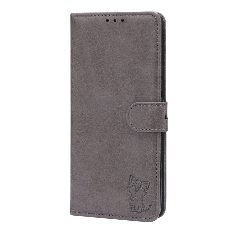 For Xiaomi Mi 11 Ultra Embossed Happy Cat Pattern Horizontal Flip Leather Case with Holder & Card Slots & Wallet(Grey) - Xiaomi Cases by buy2fix | Online Shopping UK | buy2fix