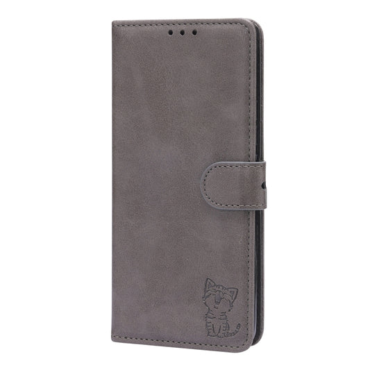For Xiaomi Mi 11 Ultra Embossed Happy Cat Pattern Horizontal Flip Leather Case with Holder & Card Slots & Wallet(Grey) - Xiaomi Cases by buy2fix | Online Shopping UK | buy2fix