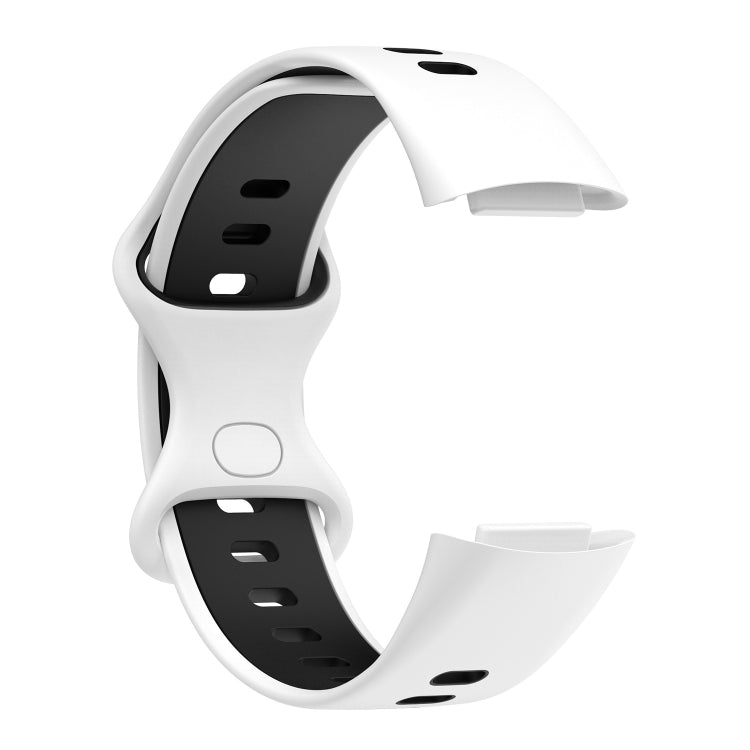 For Fitbit Charge 5 Two-color Silicone Watch Band(White Black) - Watch Bands by buy2fix | Online Shopping UK | buy2fix