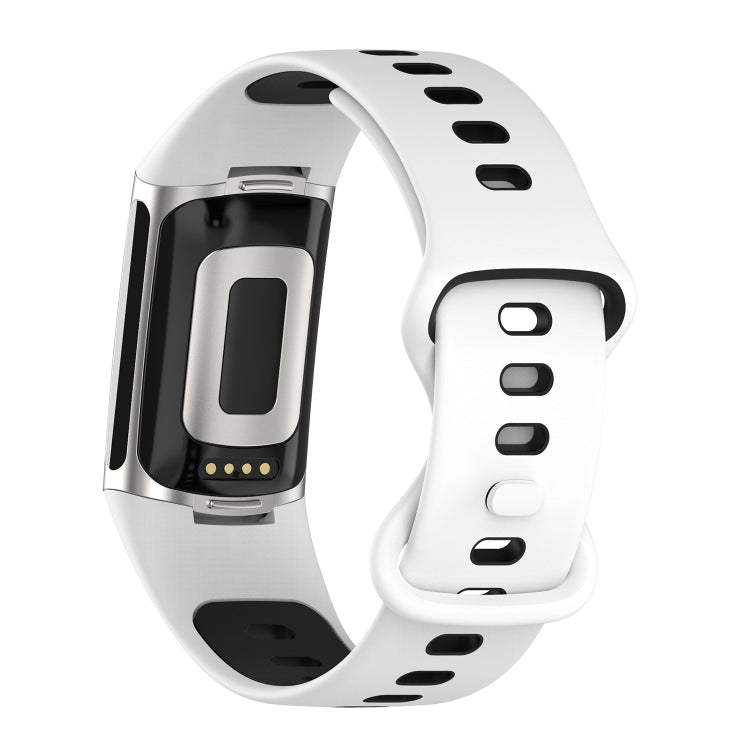 For Fitbit Charge 5 Two-color Silicone Watch Band(White Black) - Watch Bands by buy2fix | Online Shopping UK | buy2fix
