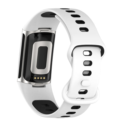 For Fitbit Charge 5 Two-color Silicone Watch Band(White Black) - Watch Bands by buy2fix | Online Shopping UK | buy2fix