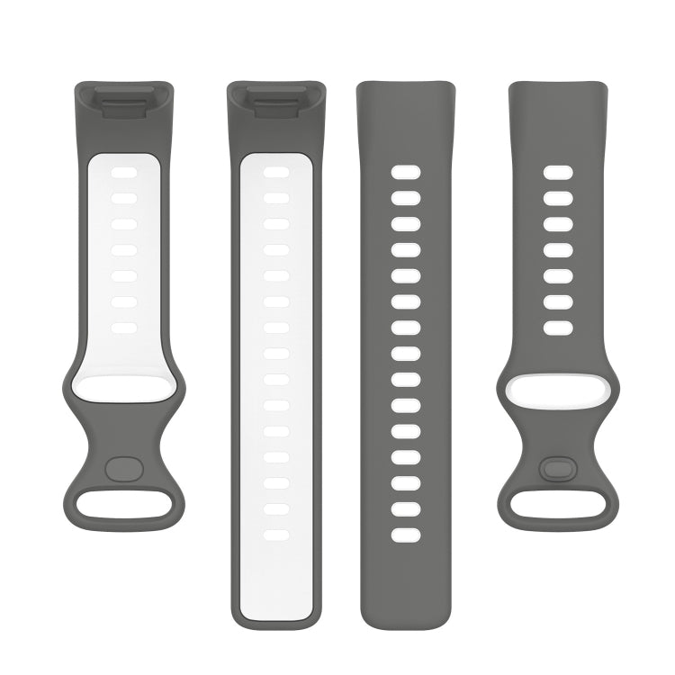 For Fitbit Charge 5 Two-color Silicone Watch Band(Grey White) - Watch Bands by buy2fix | Online Shopping UK | buy2fix
