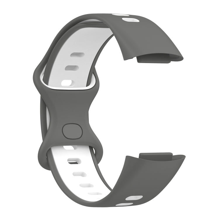 For Fitbit Charge 5 Two-color Silicone Watch Band(Grey White) - Watch Bands by buy2fix | Online Shopping UK | buy2fix