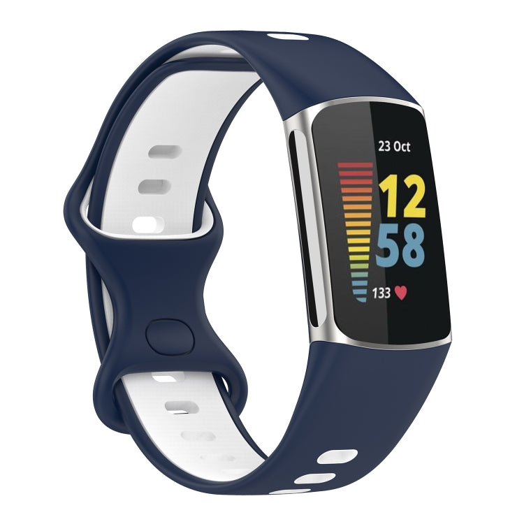 For Fitbit Charge 5 Two-color Silicone Watch Band(Midnight Blue) - Watch Bands by buy2fix | Online Shopping UK | buy2fix