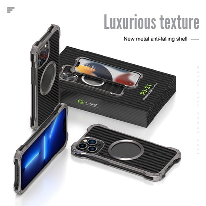 For iPhone 13 Pro Max R-JUST RJ51 Hollow Shockproof Metal Protective Case (Dark Grey) - iPhone 13 Pro Max Cases by R-JUST | Online Shopping UK | buy2fix