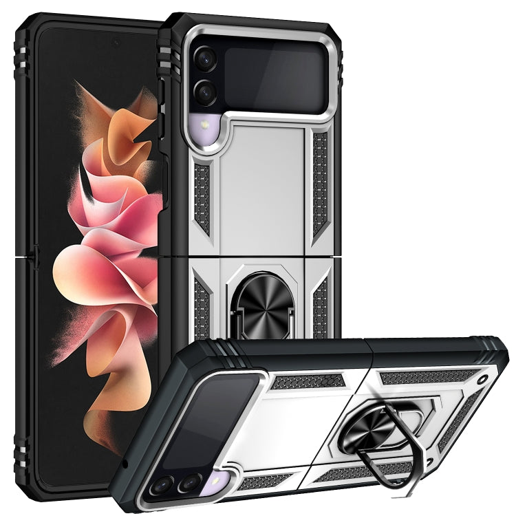 For Samsung Galaxy Z Flip3 5G Folding Shockproof TPU + PC Protective Case with 360 Degree Rotating Holder(Silver) by buy2fix