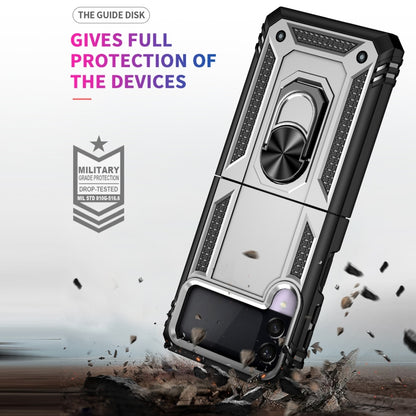 For Samsung Galaxy Z Flip3 5G Folding Shockproof TPU + PC Protective Case with 360 Degree Rotating Holder(Silver) by buy2fix