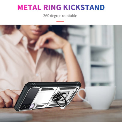 For Samsung Galaxy Z Flip3 5G Folding Shockproof TPU + PC Protective Case with 360 Degree Rotating Holder(Silver) by buy2fix