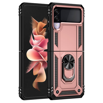 For Samsung Galaxy Z Flip3 5G Folding Shockproof TPU + PC Protective Case with 360 Degree Rotating Holder(Rose Gold) by buy2fix