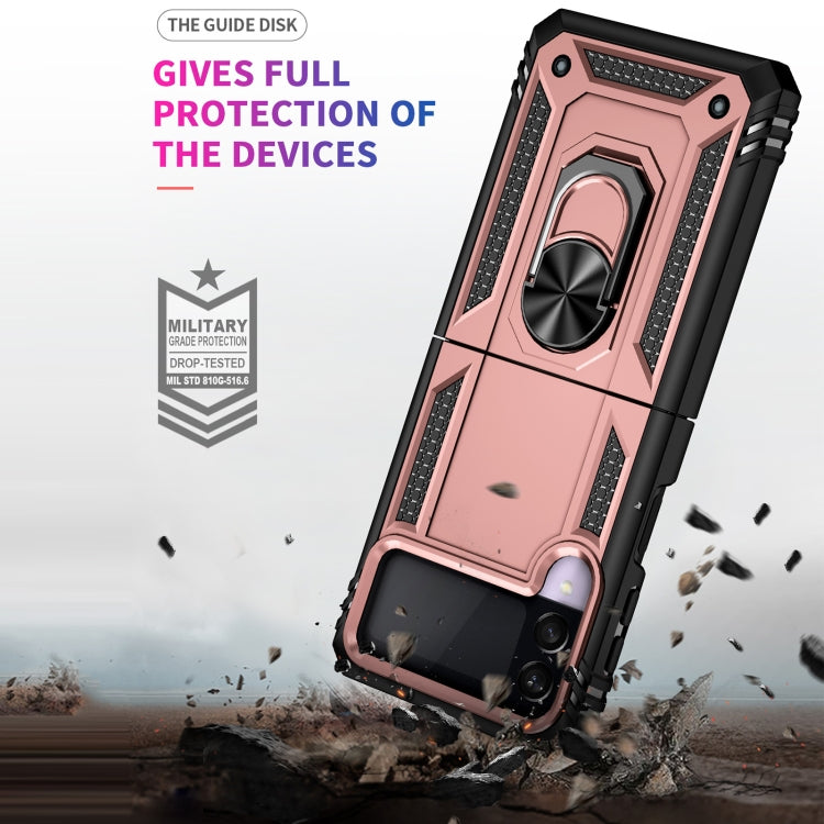 For Samsung Galaxy Z Flip3 5G Folding Shockproof TPU + PC Protective Case with 360 Degree Rotating Holder(Rose Gold) by buy2fix