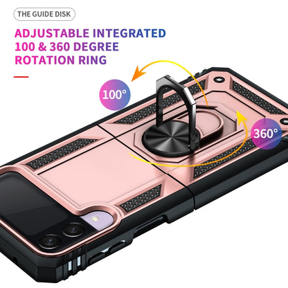 For Samsung Galaxy Z Flip3 5G Folding Shockproof TPU + PC Protective Case with 360 Degree Rotating Holder(Rose Gold) by buy2fix