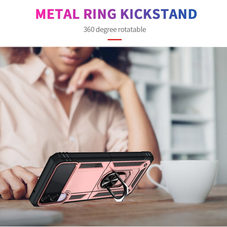 For Samsung Galaxy Z Flip3 5G Folding Shockproof TPU + PC Protective Case with 360 Degree Rotating Holder(Rose Gold) by buy2fix