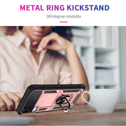 For Samsung Galaxy Z Flip3 5G Folding Shockproof TPU + PC Protective Case with 360 Degree Rotating Holder(Rose Gold) by buy2fix