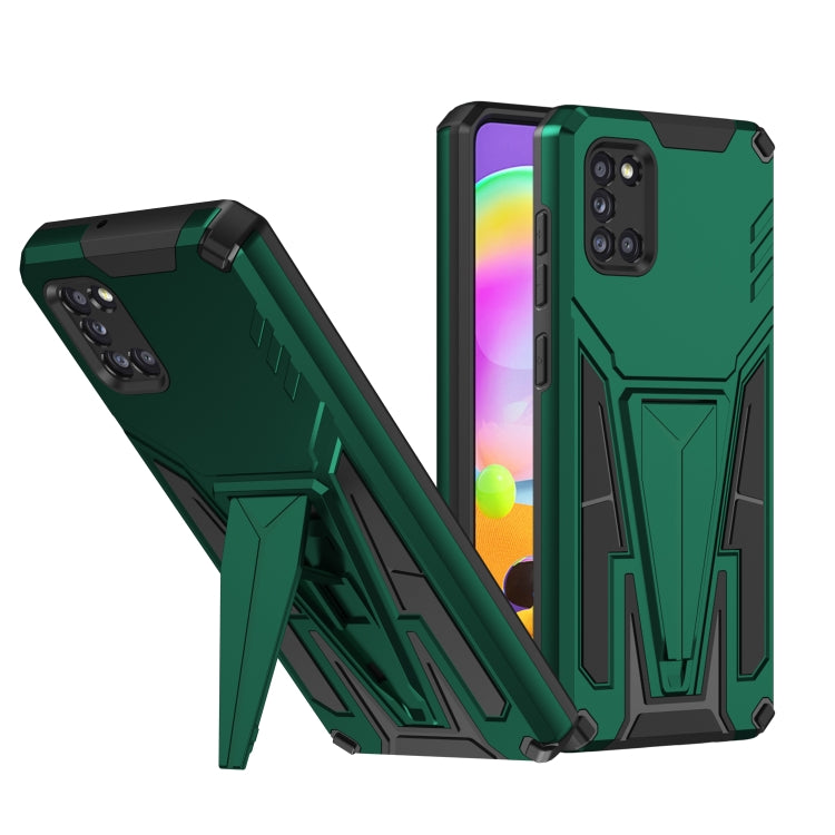 For Samsung Galaxy A31 Super V Armor PC + TPU Shockproof Case with Invisible Holder(Dark Green) by buy2fix