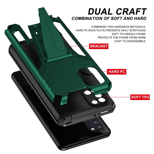 For Samsung Galaxy A31 Super V Armor PC + TPU Shockproof Case with Invisible Holder(Dark Green) by buy2fix