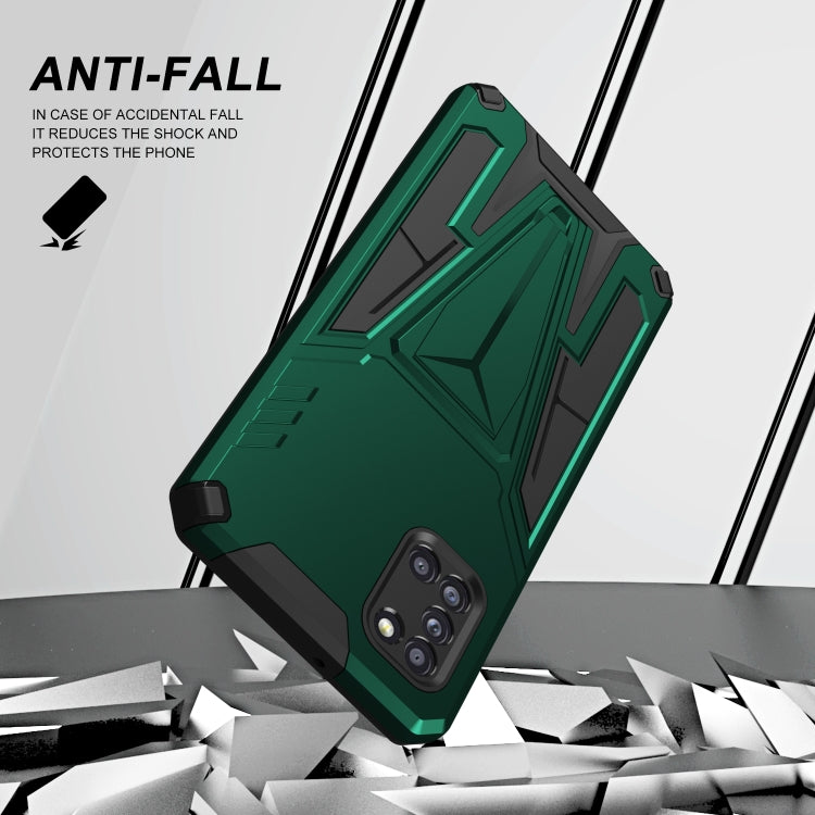 For Samsung Galaxy A31 Super V Armor PC + TPU Shockproof Case with Invisible Holder(Dark Green) by buy2fix