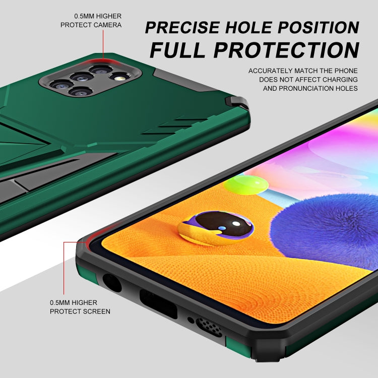 For Samsung Galaxy A31 Super V Armor PC + TPU Shockproof Case with Invisible Holder(Dark Green) by buy2fix