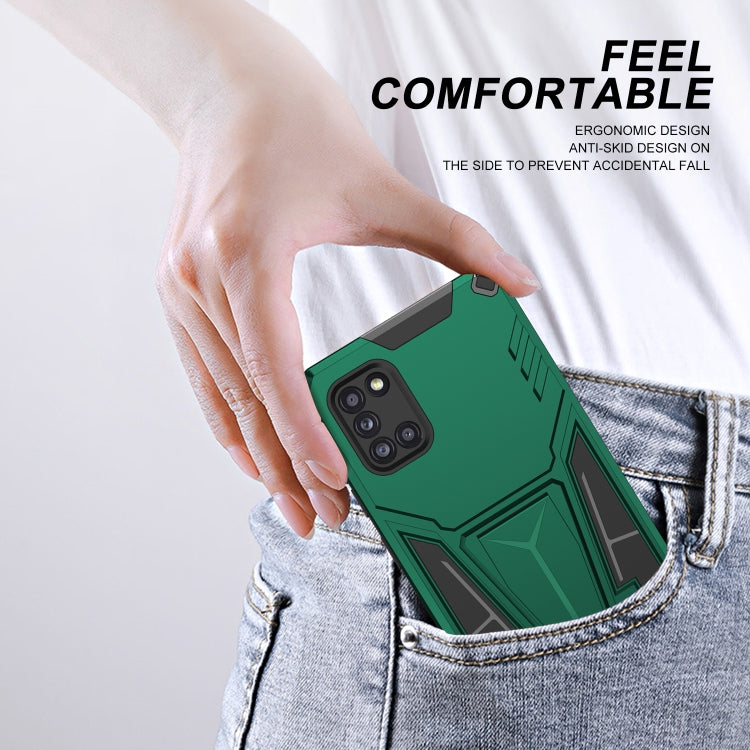 For Samsung Galaxy A31 Super V Armor PC + TPU Shockproof Case with Invisible Holder(Dark Green) by buy2fix
