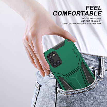 For Samsung Galaxy A31 Super V Armor PC + TPU Shockproof Case with Invisible Holder(Dark Green) by buy2fix