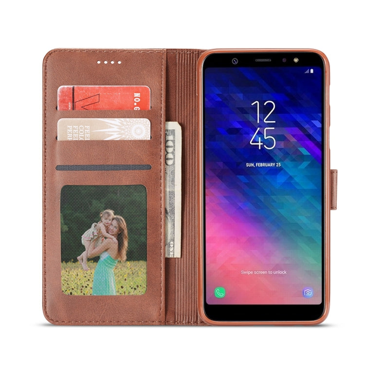 For Galaxy A6 Plus (2018) LC.IMEEKE Calf Texture Horizontal Flip Leather Case, with Holder & Card Slots & Wallet(Brown) by LC.IMEEKE