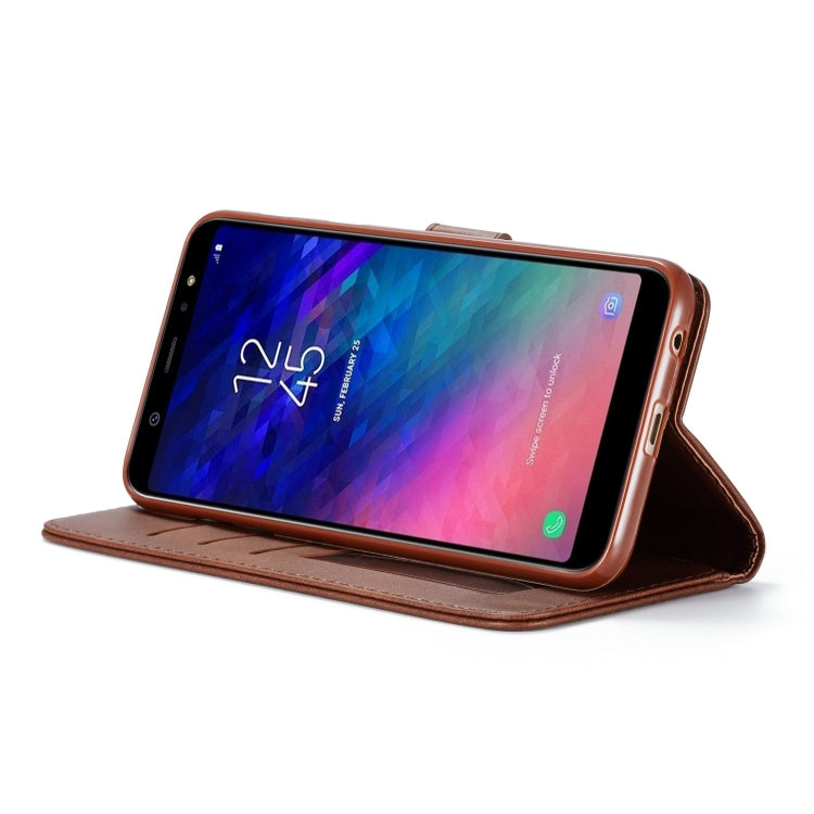 For Galaxy A6 Plus (2018) LC.IMEEKE Calf Texture Horizontal Flip Leather Case, with Holder & Card Slots & Wallet(Brown) by LC.IMEEKE