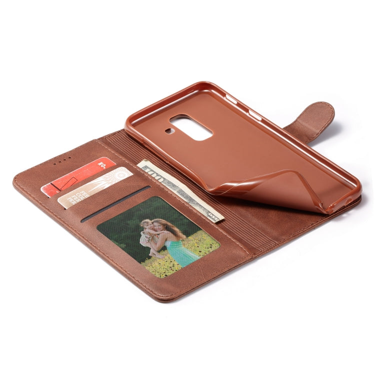 For Galaxy A6 Plus (2018) LC.IMEEKE Calf Texture Horizontal Flip Leather Case, with Holder & Card Slots & Wallet(Brown) by LC.IMEEKE