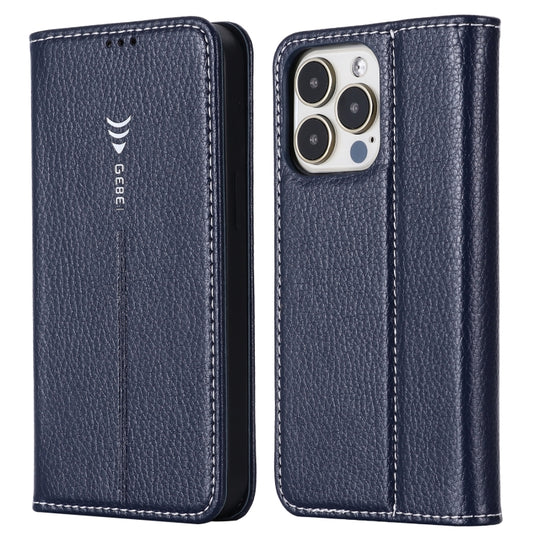 For iPhone 13 GEBEI PU+TPU Horizontal Flip Protective Case with Holder & Card Slots(Blue)