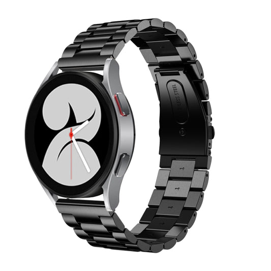 For Samsung Galaxy Watch4 40mm/44mm Universal Flat Head Three-bead Stainless Steel Watch Band(Black) - Watch Bands by buy2fix | Online Shopping UK | buy2fix