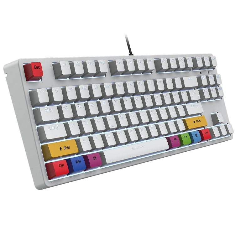 HXSJ L600 87 Keys USB-C / Type-C Wired Red Shaft Mechanical Keyboard with Cool Backlight(White) - Wired Keyboard by HXSJ | Online Shopping UK | buy2fix