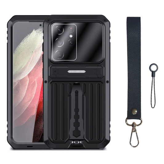 For Samsung Galaxy S21 Ultra 5G Armor Shockproof Splash-proof Dust-proof Phone Case with Holder(Black) - Galaxy S21 Ultra 5G Cases by buy2fix | Online Shopping UK | buy2fix